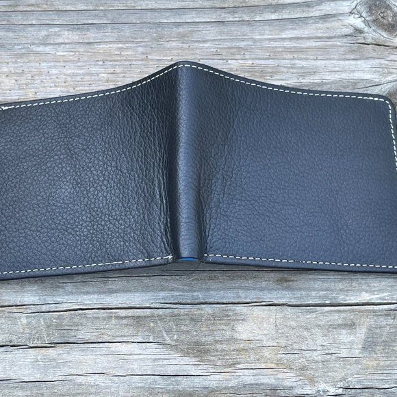 Handmade Leather Wallet BlueBlack Men Card Holder Bifold Purse Multi CardHolder - Picture 9 of 16